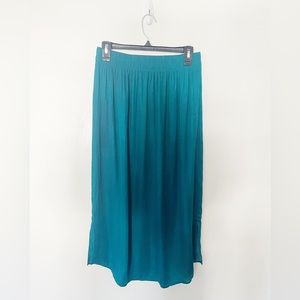 LOFT Bright Teal Flowy Statement Maxi Skirt